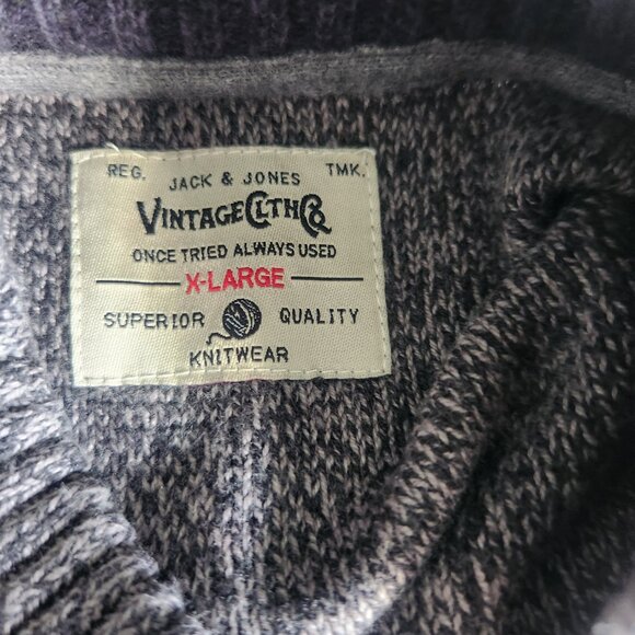 Jack & Jones Knit Sweater Size XL Knitted Grey Button High Neck Long Sleeve - Picture 5 of 10